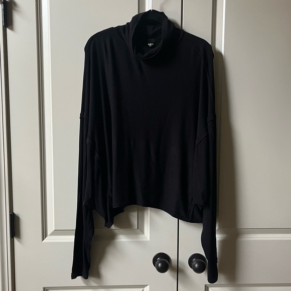 Free People We The Free Alameda Top S cowlneck Dolman Long Sleeve Black Ribbed - Picture 4 of 10